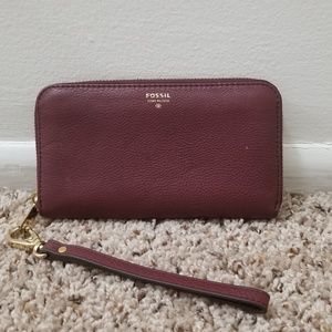 Fossil Wallet Wristlet Maroon